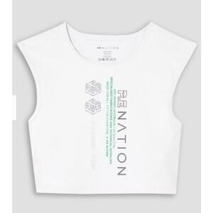 P.E NATION Cropped cutout printed stretch-jersey top XXL